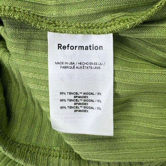 NEW Reformation Percy Knit Mini Dress Crocodile Green Size Large - Picture 7 of 8